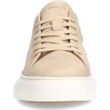 Manfield - Heren - Beige nubuck sneakers met grijze details