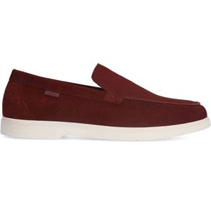 Manfield - Bordeaux Velvet Loafer - Loafers - Bordeaux Rood - Suède - Witte Zool