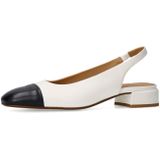 Manfield - Slingbacks - Wit - Leer - Zwarte Neus