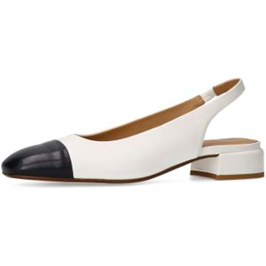 Manfield - Slingbacks - Wit - Leer - Zwarte Neus