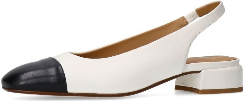 Manfield - Slingbacks - Wit - Leer - Zwarte Neus