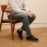 Manfield - Sneakers - Zwart - Suède - Beige Zool