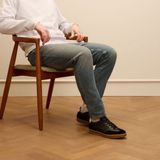 Manfield - Sneakers - Zwart - Suède - Beige Zool