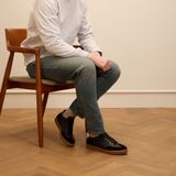 Manfield - Sneakers - Zwart - Suède - Beige Zool