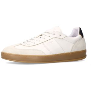 Manfield - Sneakers - Ecru - Leer - Platte Zool