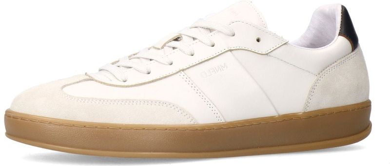 Manfield - Sneakers - Ecru - Leer - Platte Zool