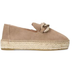 Manfield - Dames - Taupe suède espadrilles met chain - Maat 39