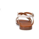 Manfield - Sandalen - Wit - Leer - Platte Zool