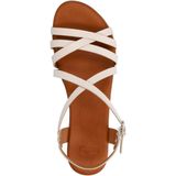 Manfield - Sandalen - Wit - Leer - Platte Zool