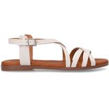 Manfield - Sandalen - Wit - Leer - Platte Zool