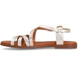 Manfield - Dames Sandalen - Goud - Leren - Platte Zool