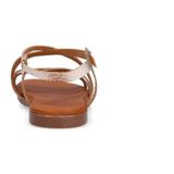 Manfield - Dames Sandalen - Goud - Leren - Platte Zool