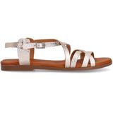 Manfield - Dames Sandalen - Goud - Leren - Platte Zool