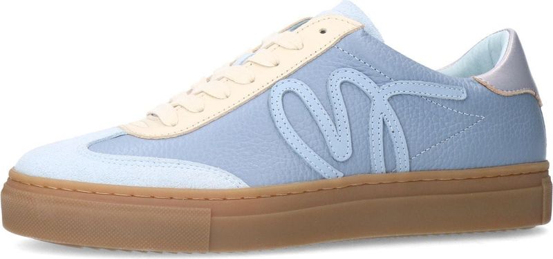 Manfield - Dames - Witte leren sneakers met suède details - Maat 36
