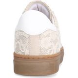Manfield - Dames - Witte Sneakers - Leren - Rode Details - Bruine Zool 3 cm