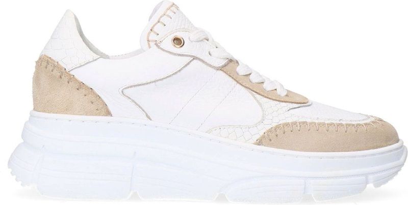 Manfield - Sneakers - Wit - Leer - Suède Details