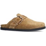 Manfield - Clogs - Beige - Suède - Platte Zool