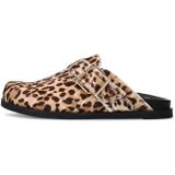 Manfield - Luipaardprint Klompen - Beige - Suède