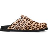 Manfield - Luipaardprint Klompen - Beige - Suède