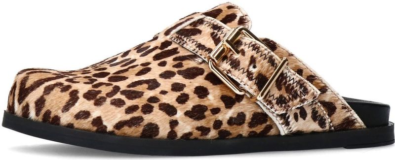 Manfield - Luipaardprint Klompen - Beige - Suède