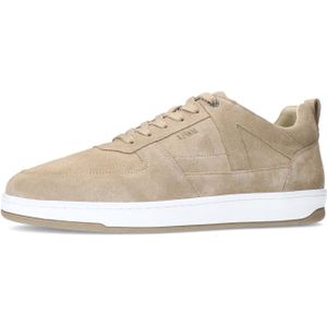 Manfield - Heren - Beige suède sneakers - Maat 47
