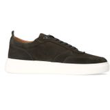 Manfield - Sneakers - Donkergroen - Suède - Platte Zool