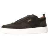 Manfield - Sneakers - Donkergroen - Suède - Platte Zool