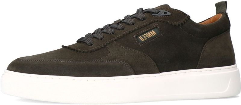 Manfield - Sneakers - Donkergroen - Suède - Platte Zool