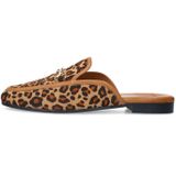 Manfield - Pantherprint Slipper - Beige - Faux Fur - Goudkleurig Detail