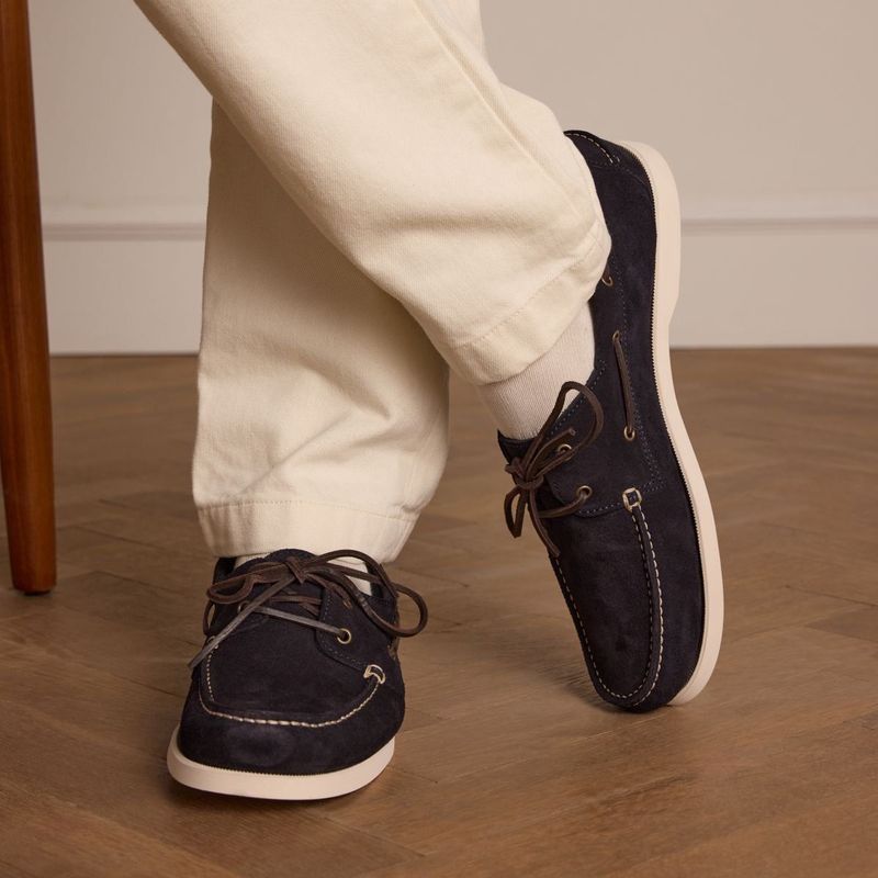 Manfield - Bootschoenen - Donkerblauw - Suède - Leren Voering