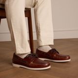 Manfield - Schoenen - Bruin - Leer - Cognac Leren Veterschoenen