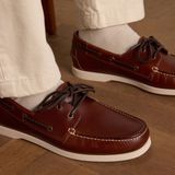Manfield - Schoenen - Bruin - Leer - Cognac Leren Veterschoenen