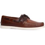 Manfield - Schoenen - Bruin - Leer - Cognac Leren Veterschoenen