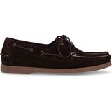 Manfield - Bootschoenen - Donkerbruin - Suède - Platte Zool