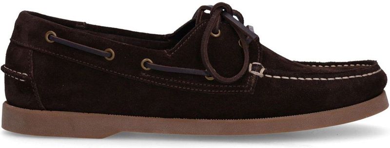 Manfield - Bootschoenen - Donkerbruin - Suède - Platte Zool