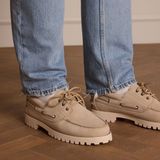 Manfield - Nubuck Veterschoenen - Beige - Leer