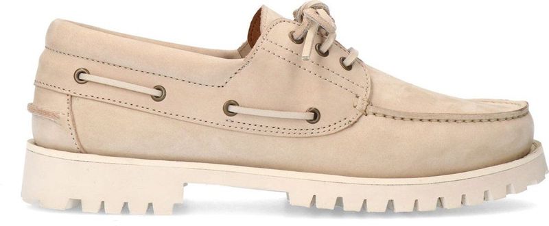 Manfield - Nubuck Veterschoenen - Beige - Leer