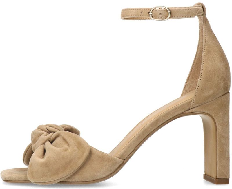 Manfield - Sandalen - Beige - Suède - Met Strik