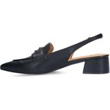 Manfield - Slingback Pumps - Zwart - Leer - Enkelbandje - Spitse Neus