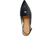 Manfield - Slingback Pumps - Zwart - Leer - Enkelbandje - Spitse Neus