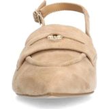 Manfield - Slingback Pumps - Beige - Suède - Blokhak - Enkelbandje