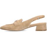 Manfield - Slingback Pumps - Beige - Suède - Blokhak - Enkelbandje