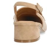 Manfield - Slingback Pumps - Beige - Suède - Blokhak - Enkelbandje