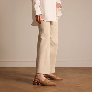 Manfield - Slingback Pumps - Beige - Suède - Blokhak