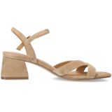 Manfield - Sandalen - Beige - Suède - Enkelband met Gespsluiting