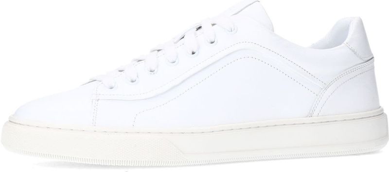 Manfield - Sneakers - Wit - Leer - Uitneembare Binnenzool