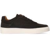 Manfield - Bruine Sneakers - Suède - Vetersluiting - Plateauzool