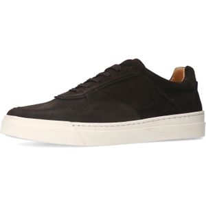 Manfield - Bruine Sneakers - Suède - Vetersluiting - Plateauzool