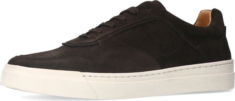 Manfield - Bruine Sneakers - Suède - Vetersluiting - Plateauzool