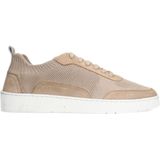 Manfield - Sneakers - Beige - Textiel - Vetersluiting